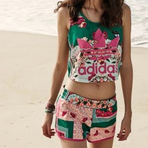 RARE Borboflor Adidas Orignals Crop Top and Shorts